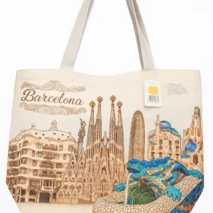 Barcelona Landmark Illustration Tote Bag