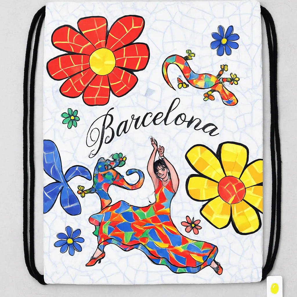 Barcelona Souvenir Bag with Dancer and Floral Designs
