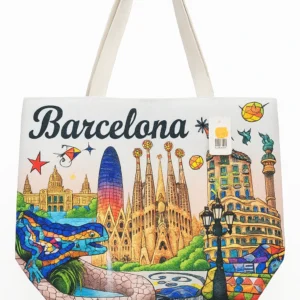 Colorful Barcelona Landmark Illustration Tote Bag – Sagrada Família & Casa Batlló