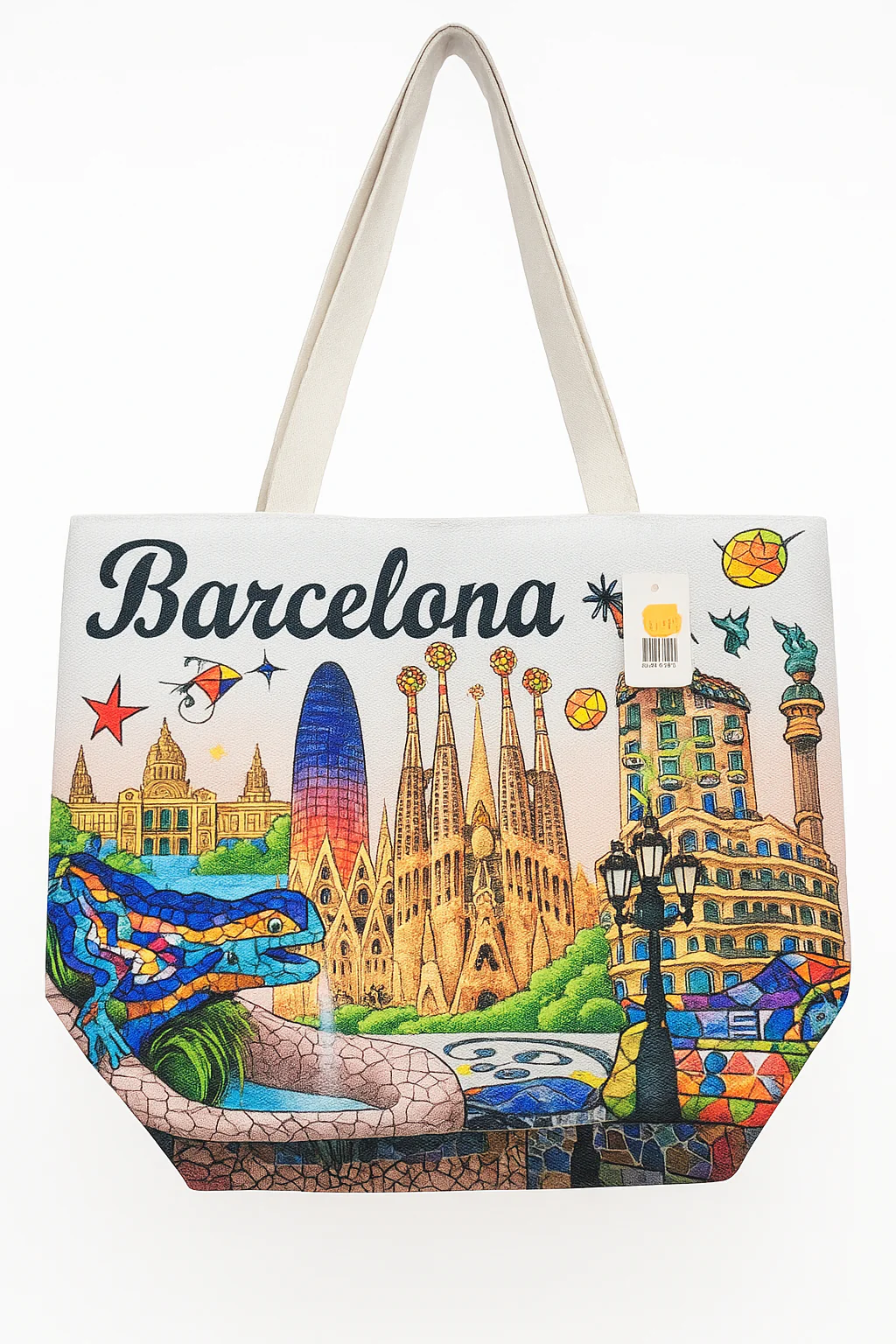 Colorful Barcelona Landmark Illustration Tote Bag – Sagrada Família & Casa Batlló