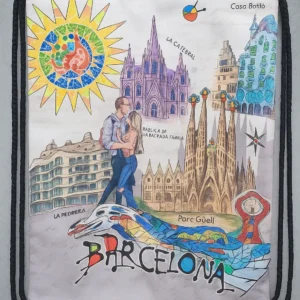 Colorful Barcelona Landmark and Culture Illustration Bag