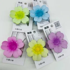 Colorful Flower-Shaped Hair Clips – Pastel Hair Accessories Set
