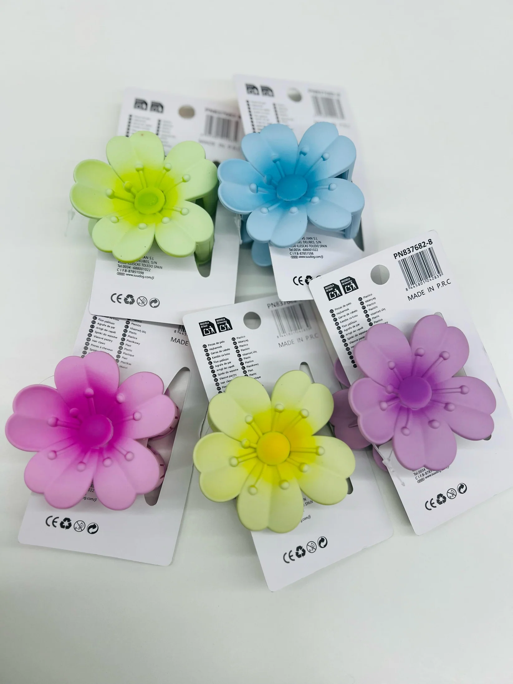 Colorful Flower-Shaped Hair Clips – Pastel Hair Accessories Set