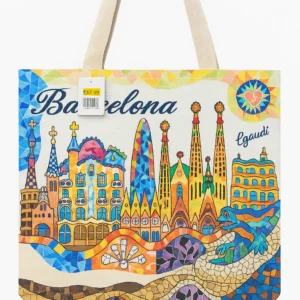 Colorful Mosaic Barcelona Landmark Tote Bag