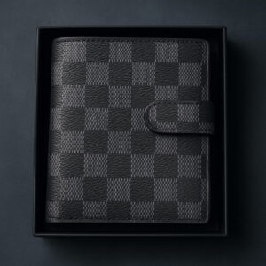 Men’s Checkered Wallet – Brown & Black Damier Style